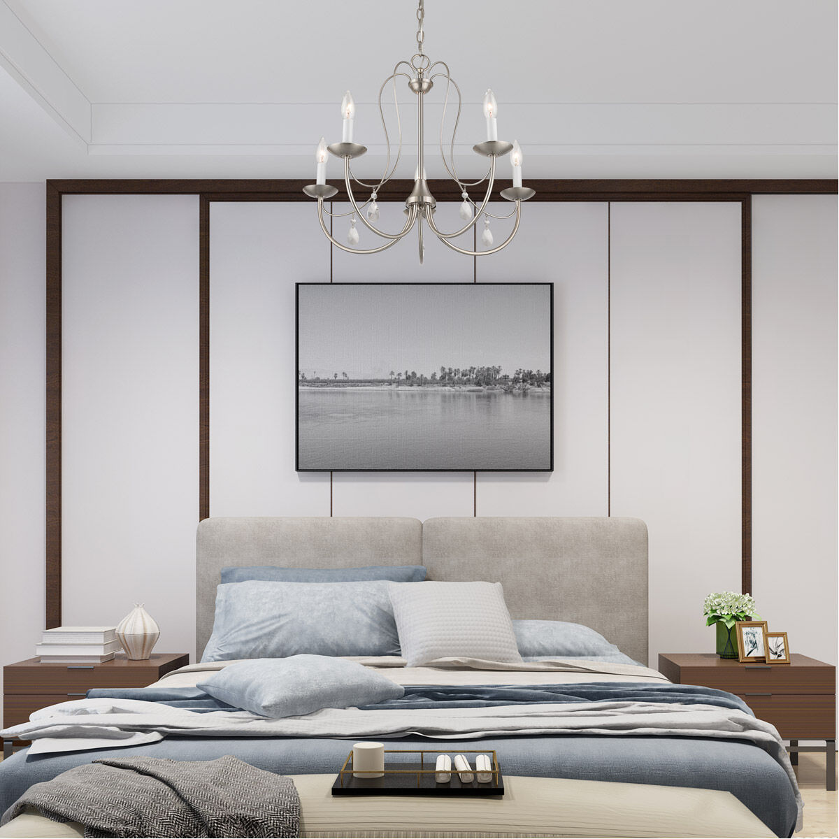 Mirabella 5 Light 24 inch Brushed Nickel Chandelier Ceiling Light