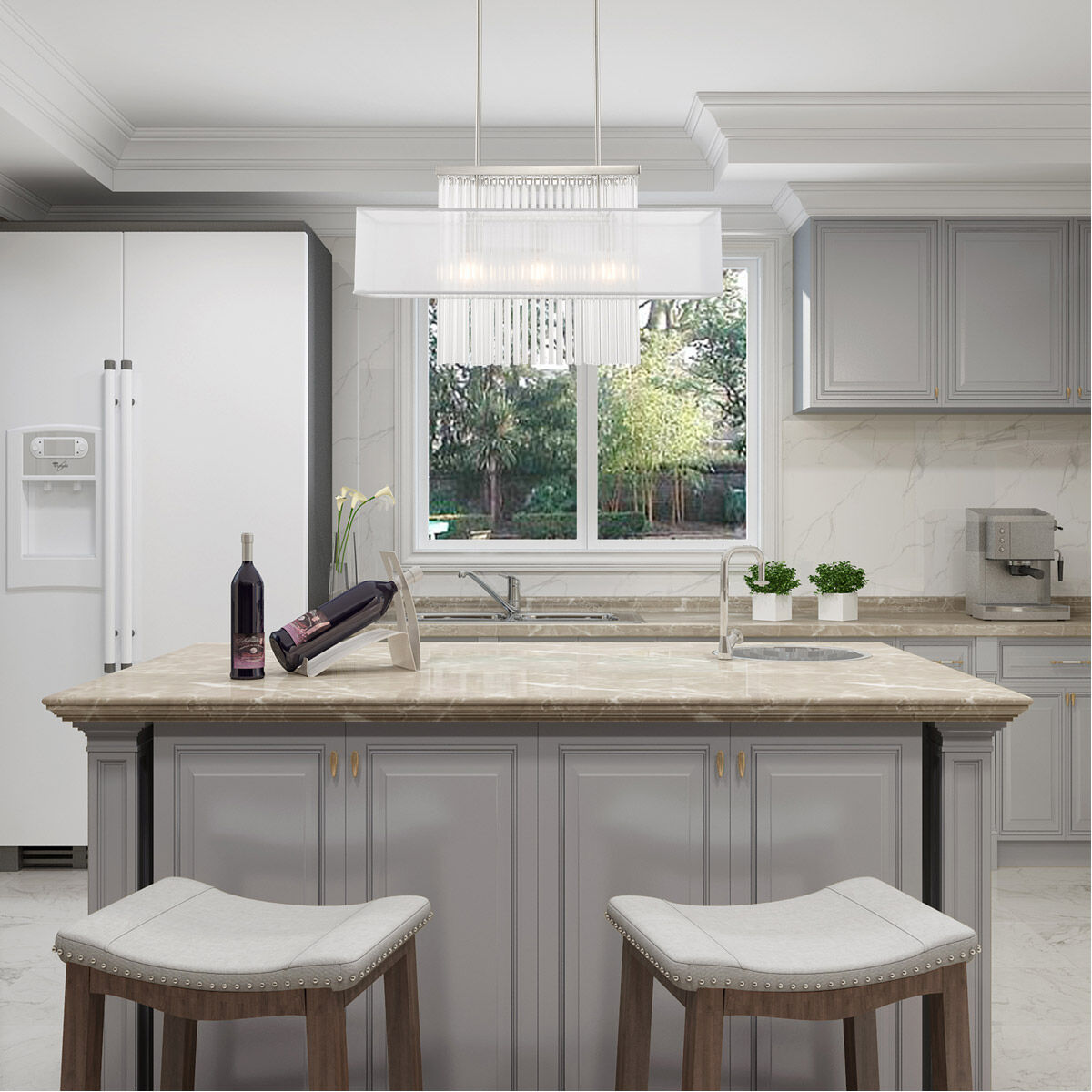 Alexis 3 Light 30 inch Brushed Nickel Linear Chandelier Ceiling Light