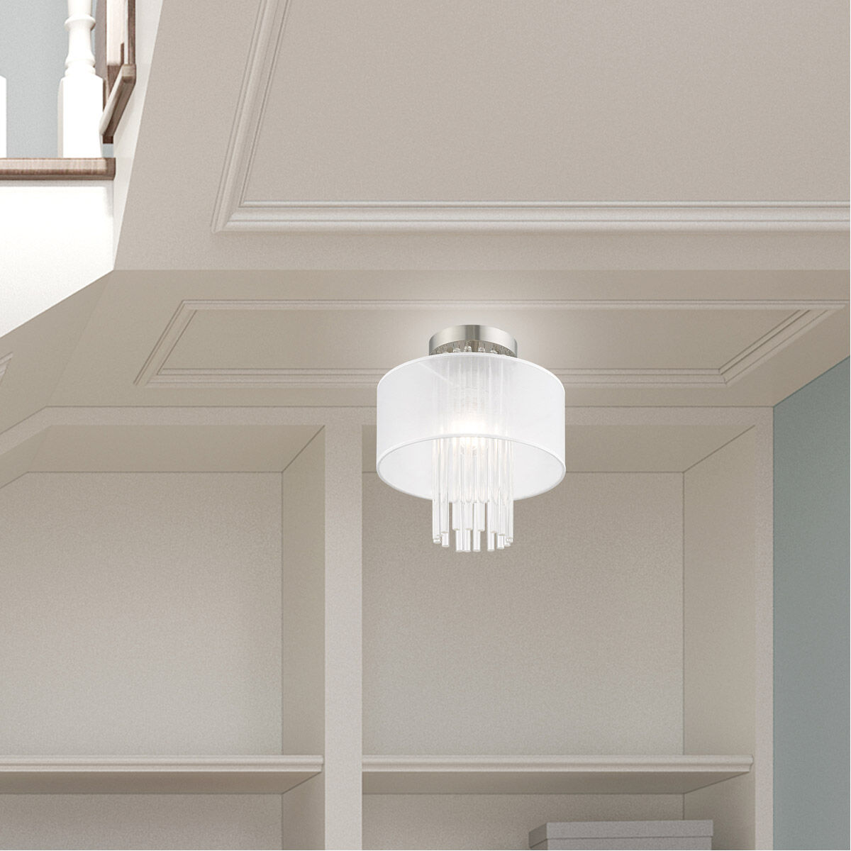 Alexis 1 Light 11 inch Brushed Nickel Semi-Flush Mount Ceiling Light