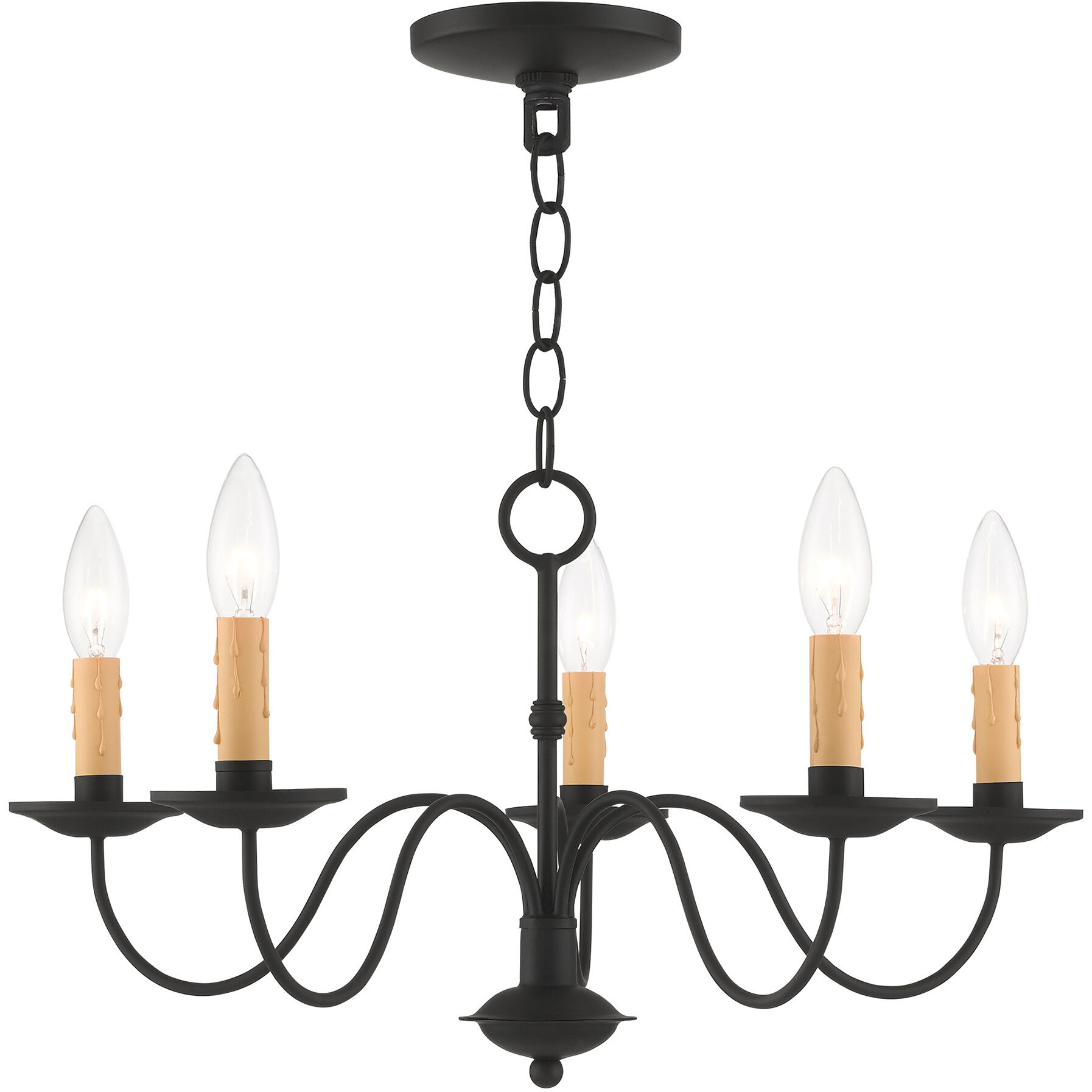 Heritage 5 Light 20 inch Black Chandelier Ceiling Light