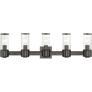 Quincy 5 Light 35.5 inch Black Chrome Vanity Wall Sconce Wall Light, Large