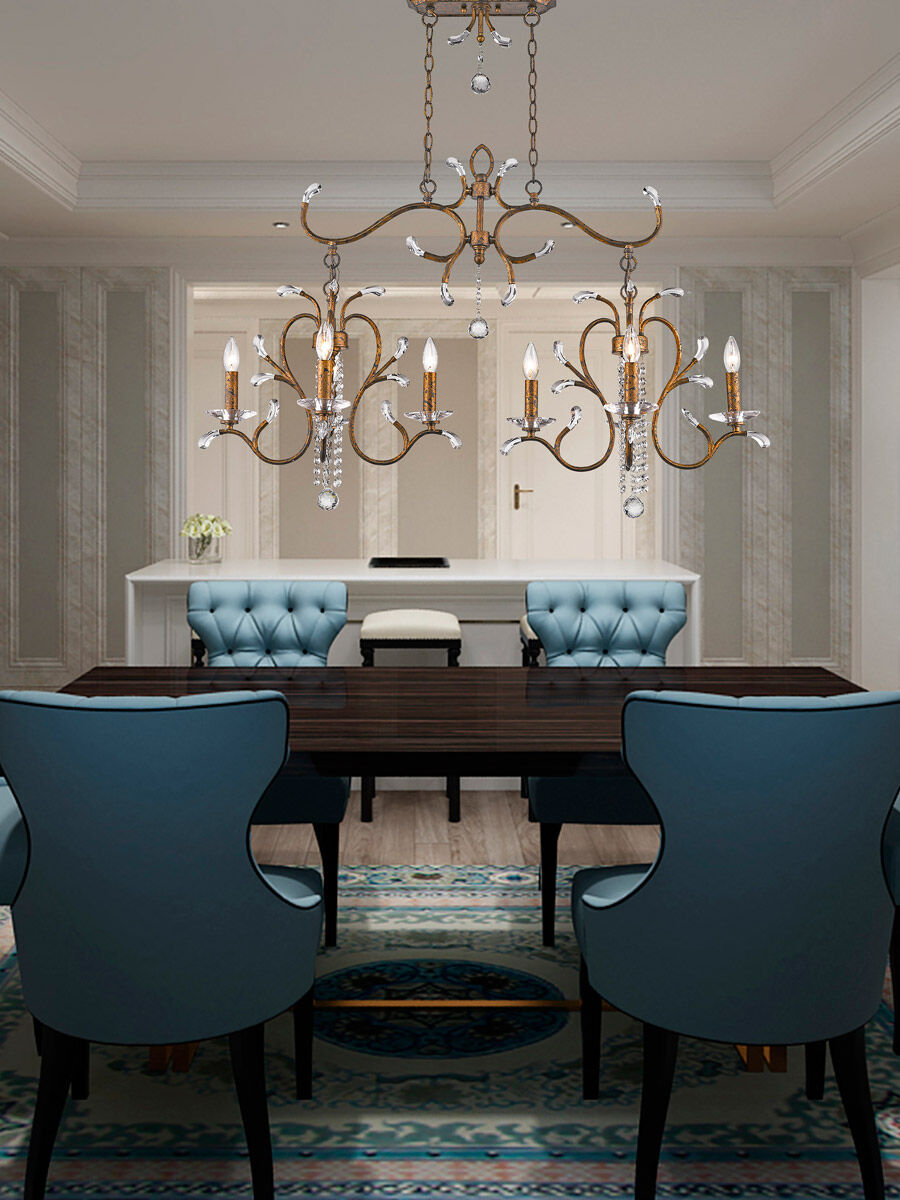 Serafina 8 Light 43 inch Hand Applied Venetian Golden Bronze Linear Chandelier Ceiling Light