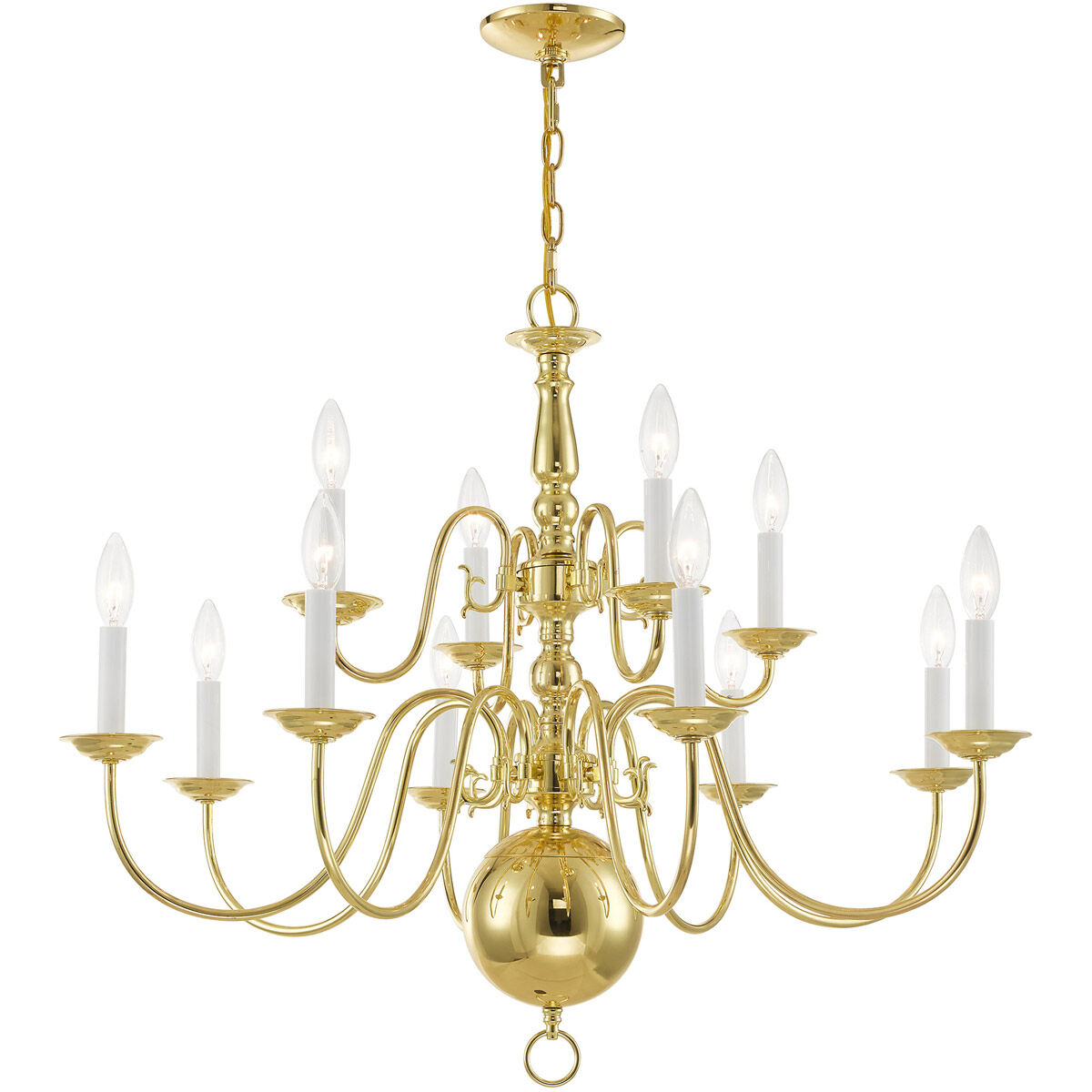 Williamsburgh 12 Light 32 inch Polished Brass Chandelier Ceiling Light