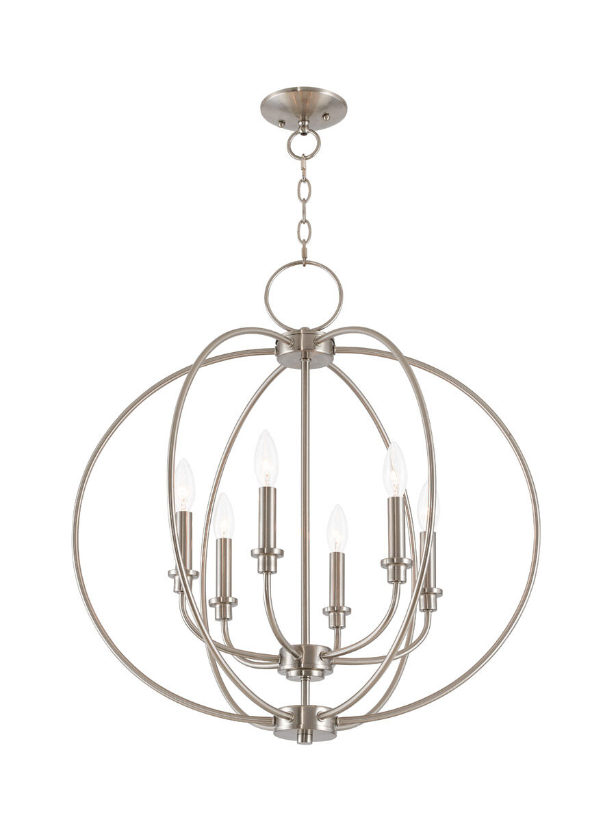 Milania 6 Light 25 inch Brushed Nickel Chandelier Ceiling Light