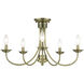 Estate 5 Light 24 inch Antique Brass Semi Flush Mount Ceiling Light, Large