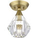 Brussels 1 Light 7 inch Natural Brass Crystal Semi-Flush Ceiling Light