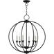 Milania 6 Light 25 inch Black with Brushed Nickel Accents Chandelier Ceiling Light
