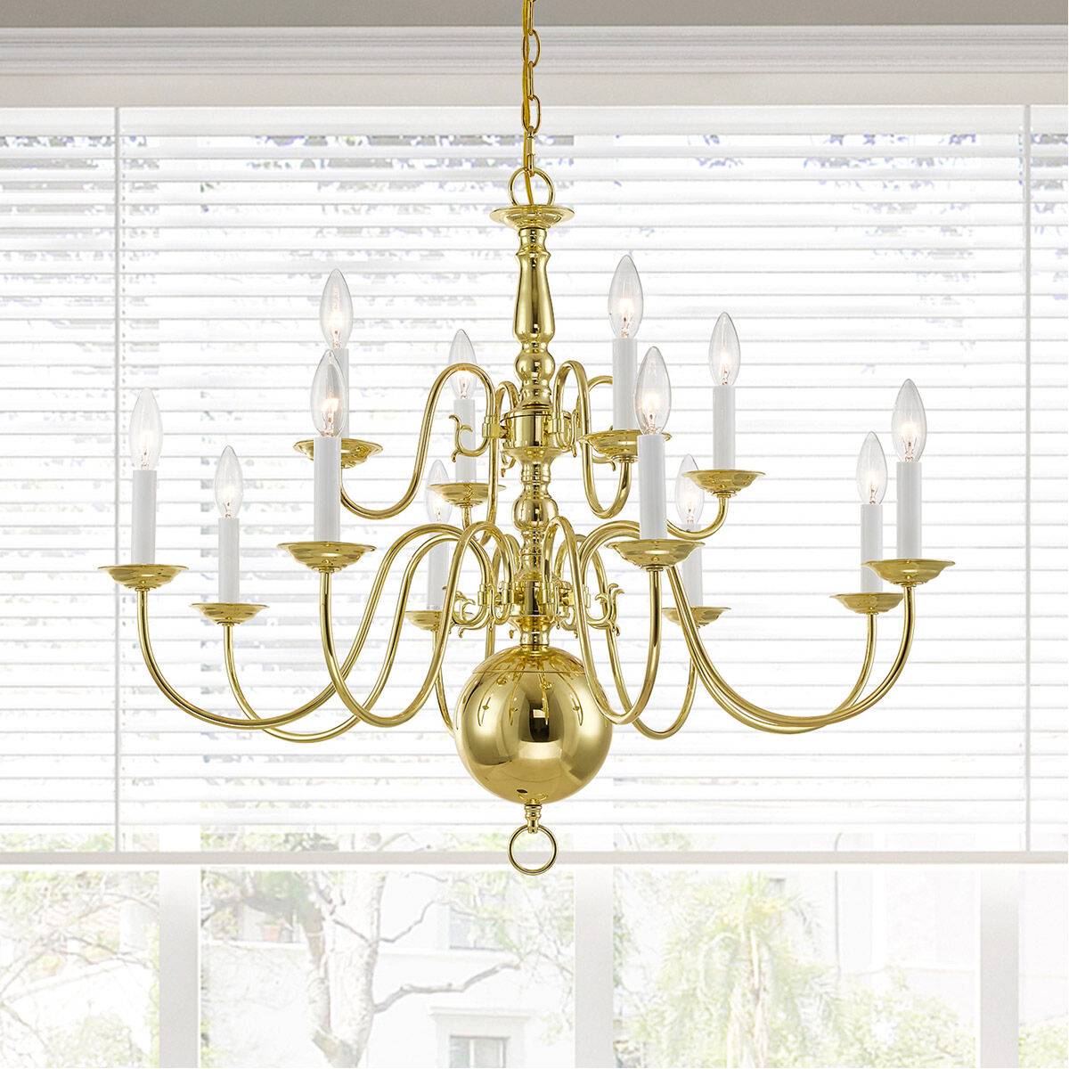 Williamsburgh 12 Light 32 inch Polished Brass Chandelier Ceiling Light
