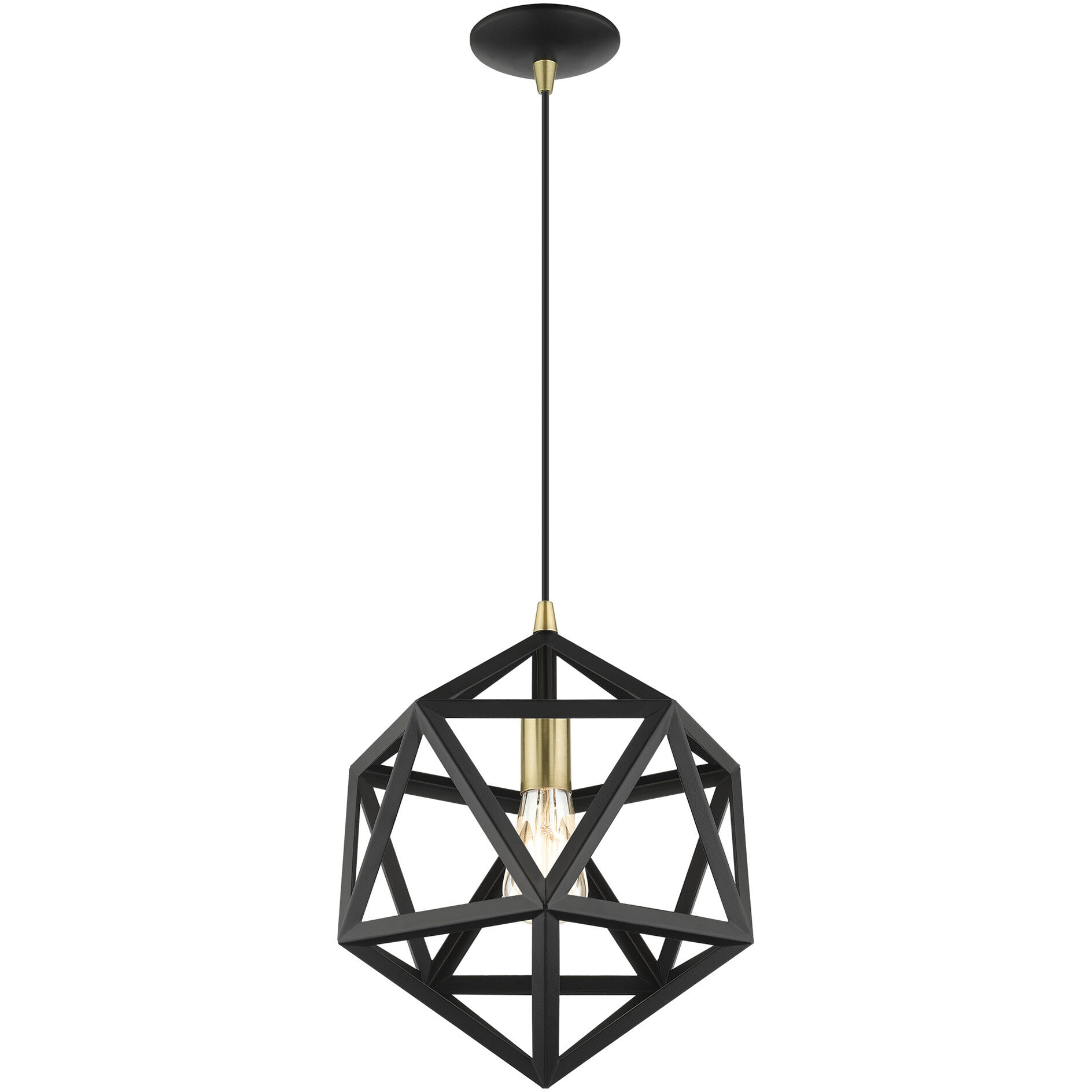 Geometric 1 Light 13 inch Textured Black Pendant Ceiling Light