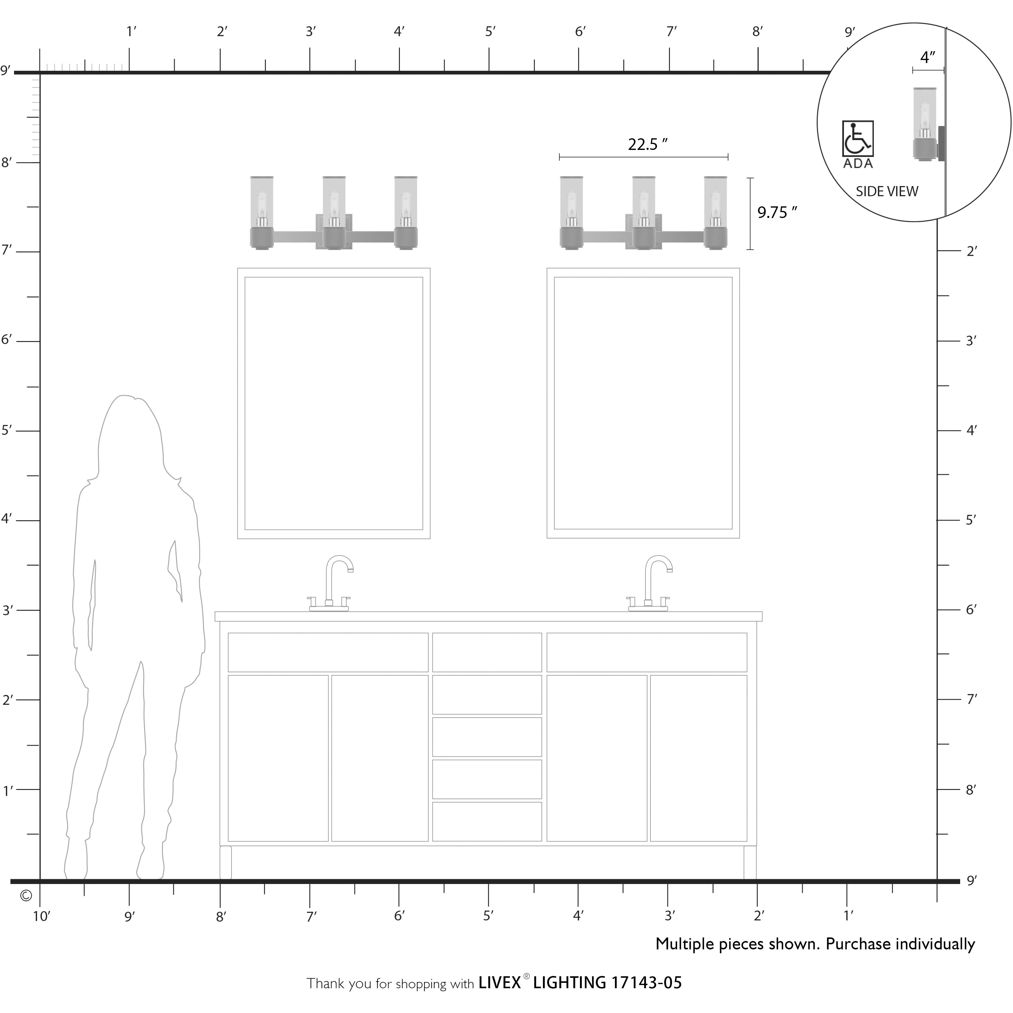 Quincy 3 Light 22.5 inch Polished Chrome Vanity Wall Sconce Wall Light