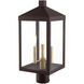 Nyack 3 Light 19.5 inch Bronze with Antique Brass Cluser Outdoor Post Top Lantern