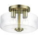 Whitworth 2 Light 12.25 inch Antique Brass Semi-Flush Ceiling Light
