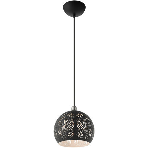 Chantily 1 Light 8 inch Black with Brushed Nickel Accents Pendant Ceiling Light