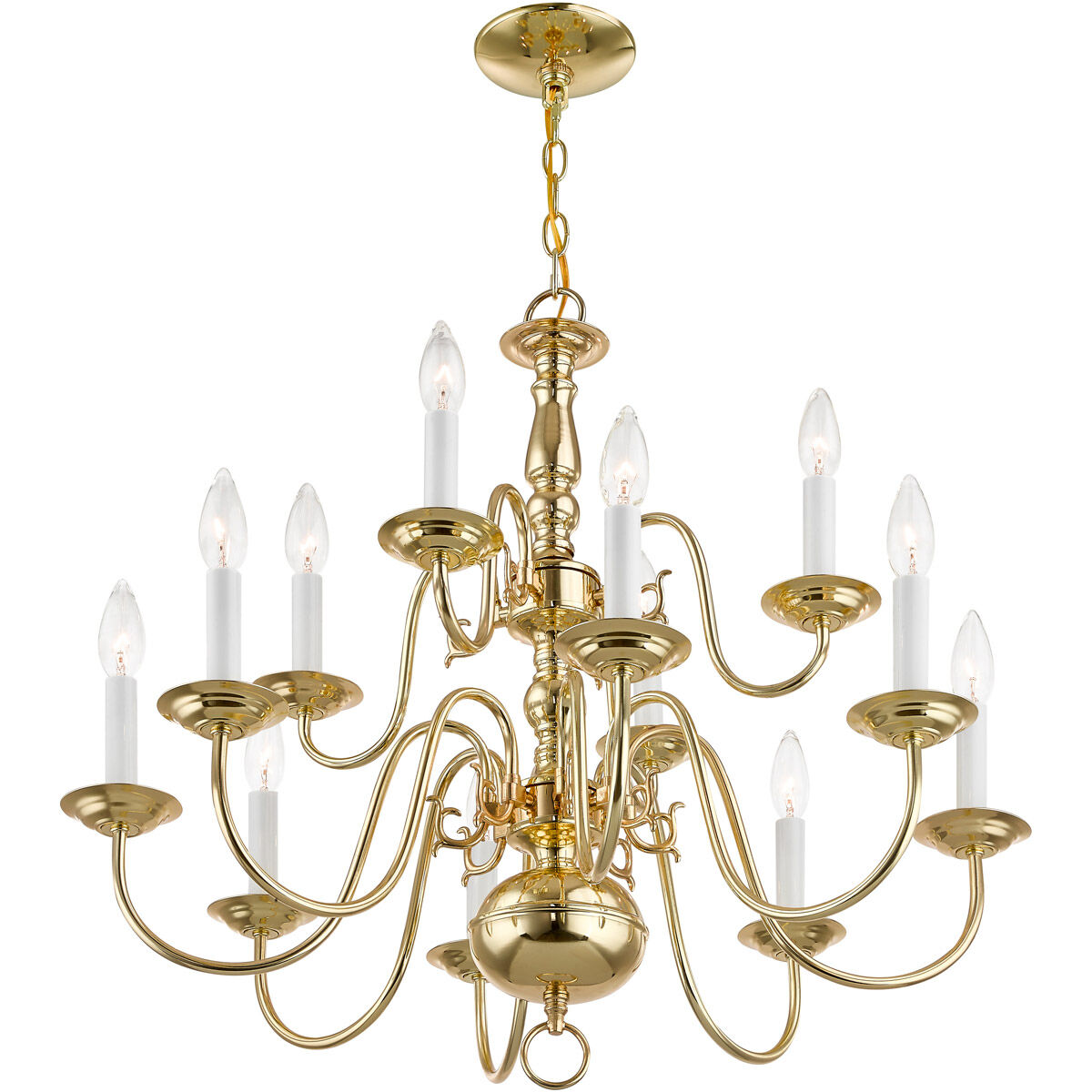 Williamsburgh 12 Light 26 inch Polished Brass Chandelier Ceiling Light