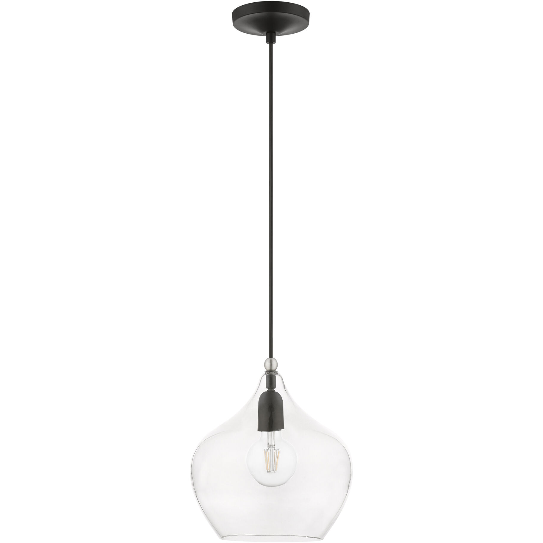 Aldrich 1 Light 10 inch Black with Brushed Nickel Accent Pendant Ceiling Light