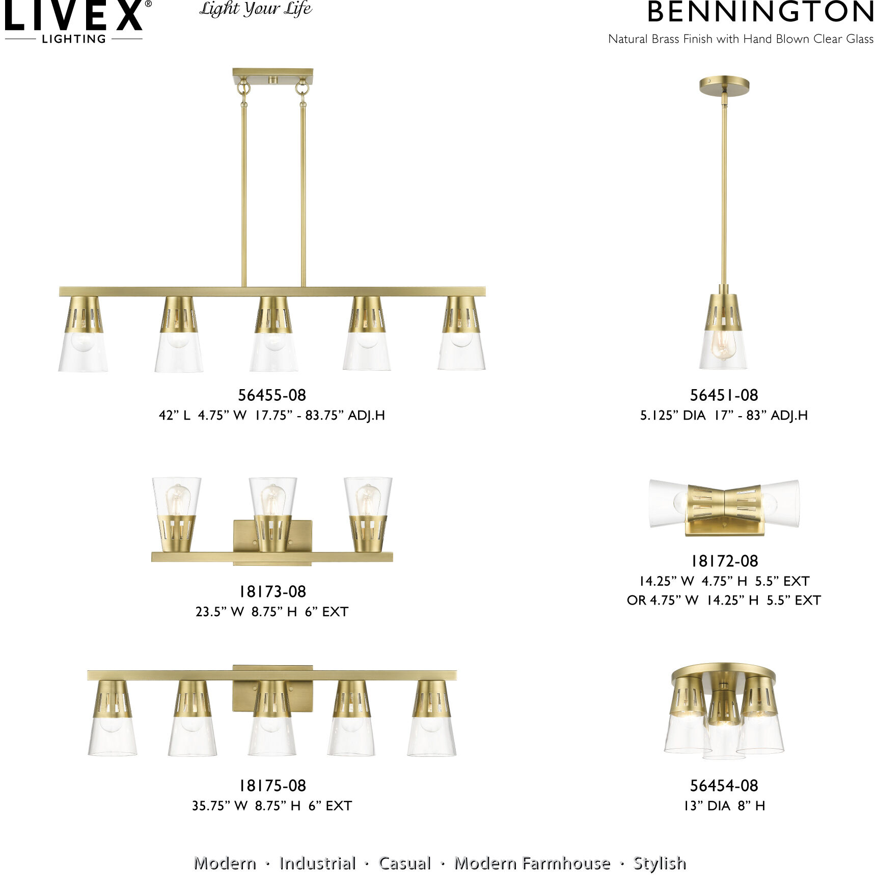 Bennington 5 Light 35.75 inch Natural Brass Large Vanity Sconce Wall Light