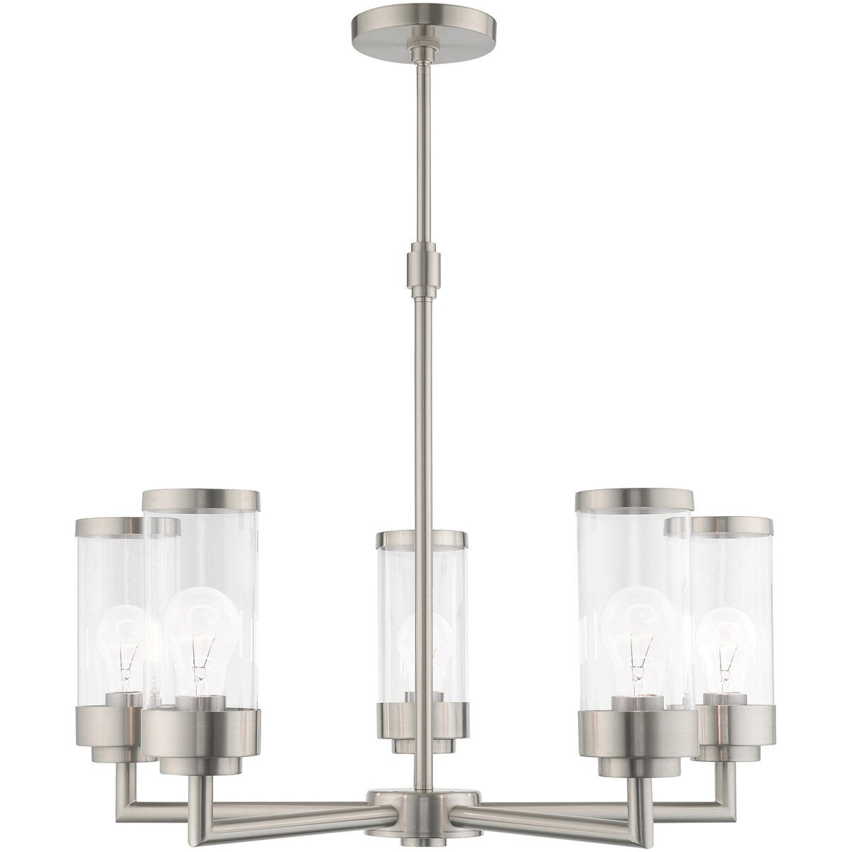 Hillcrest 5 Light 26 inch Brushed Nickel Chandelier Ceiling Light