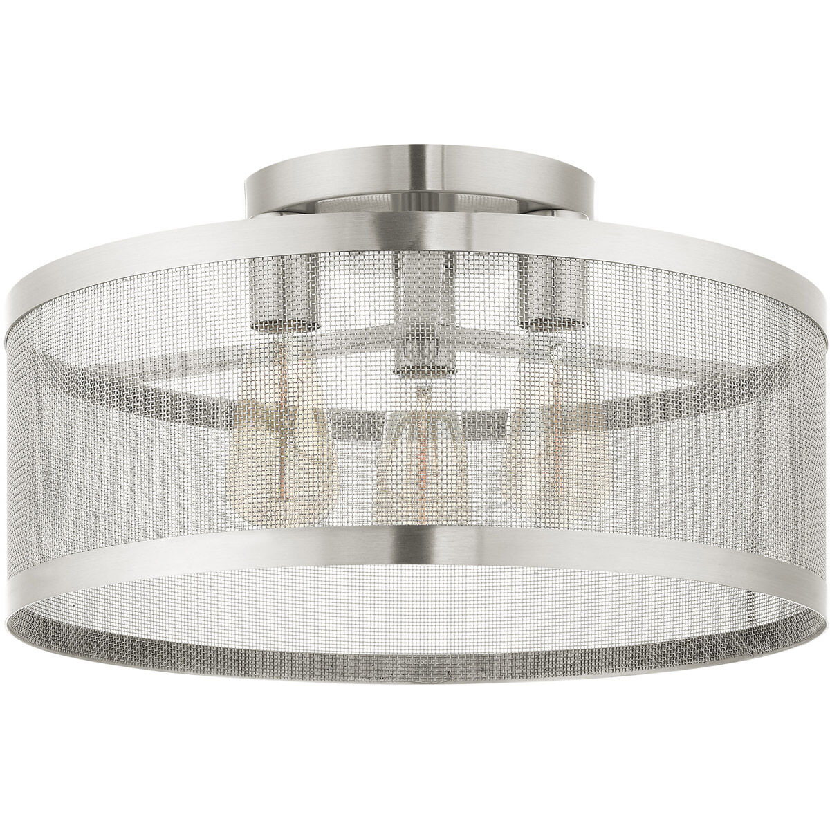 Industro 3 Light 18 inch Brushed Nickel Semi Flush Ceiling Light