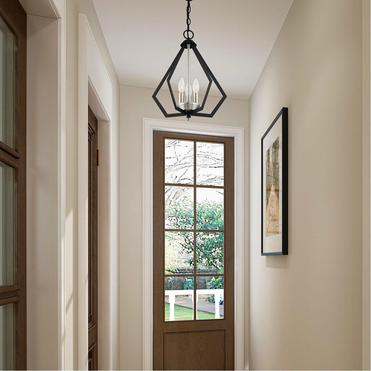Prism 3 Light 14 inch Black with Brushed Nickel Cluster Convertible Semi Flush/Pendant Ceiling Light