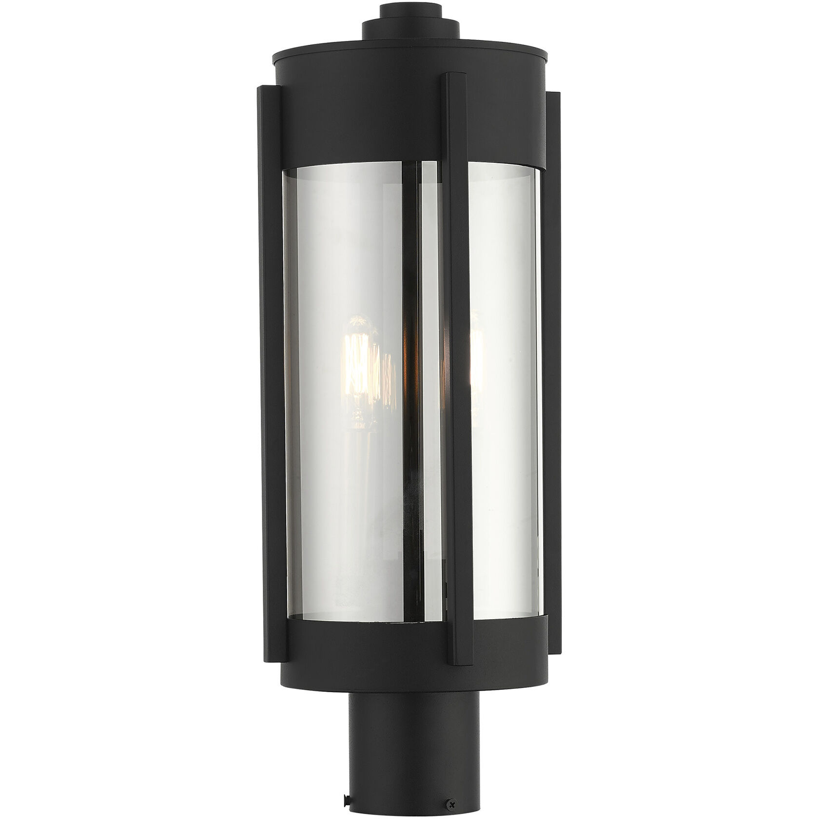 Sheridan 2 Light 19 inch Black with Brushed Nickel Candles Outdoor Post Top Lantern