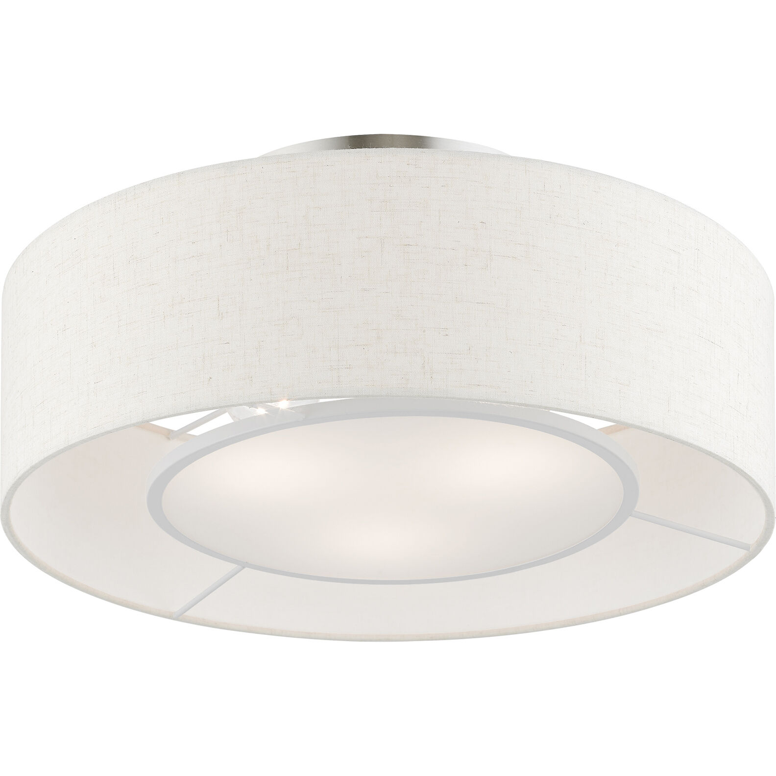 Ellsworth 4 Light 21 inch Brushed Nickel with Shiny White Accents Semi-Flush Ceiling Light