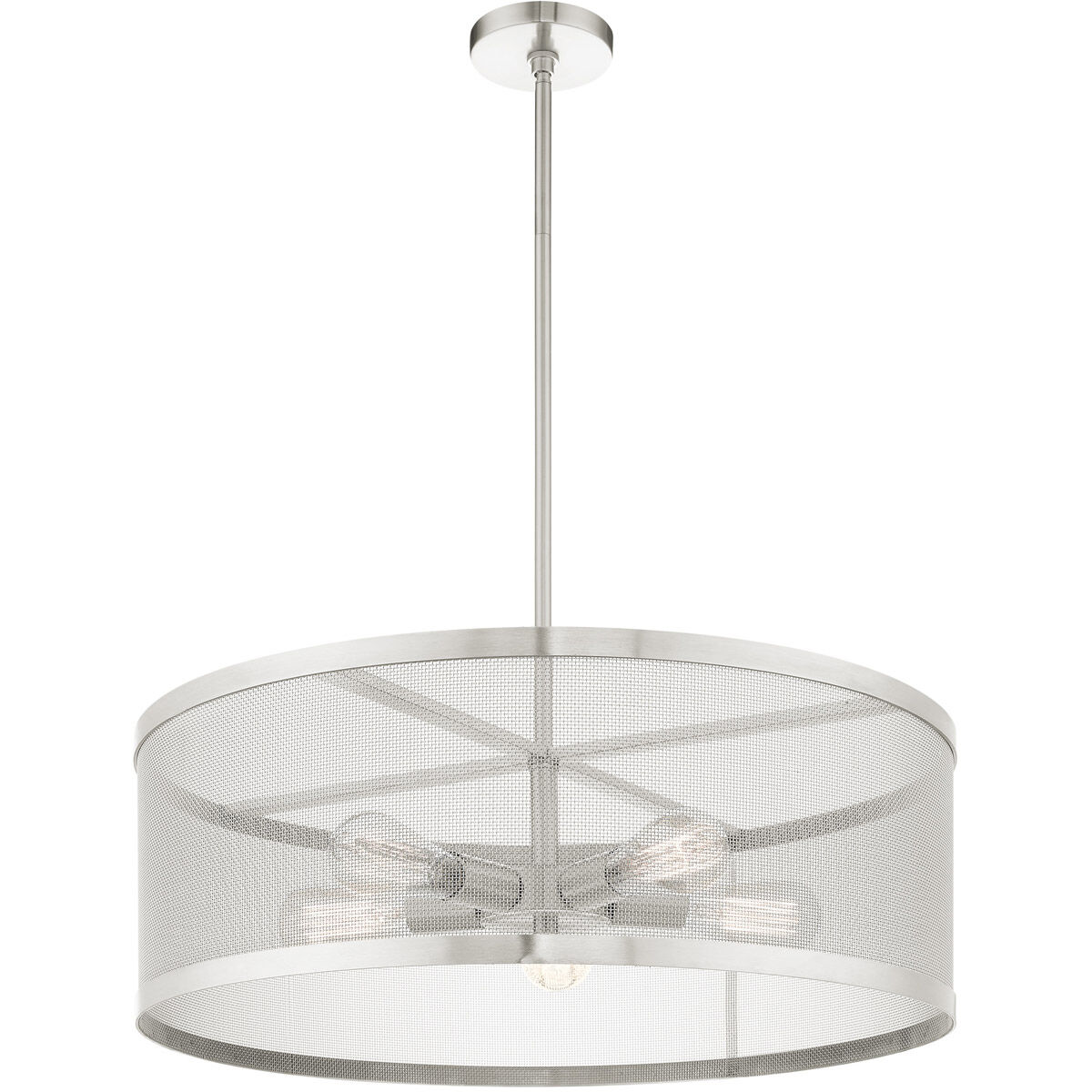 Industro 5 Light 25 inch Brushed Nickel Chandelier Ceiling Light