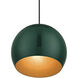 Piedmont 1 Light 10 inch Shiny Hunter Green with Polished Chrome Accents Pendant Ceiling Light