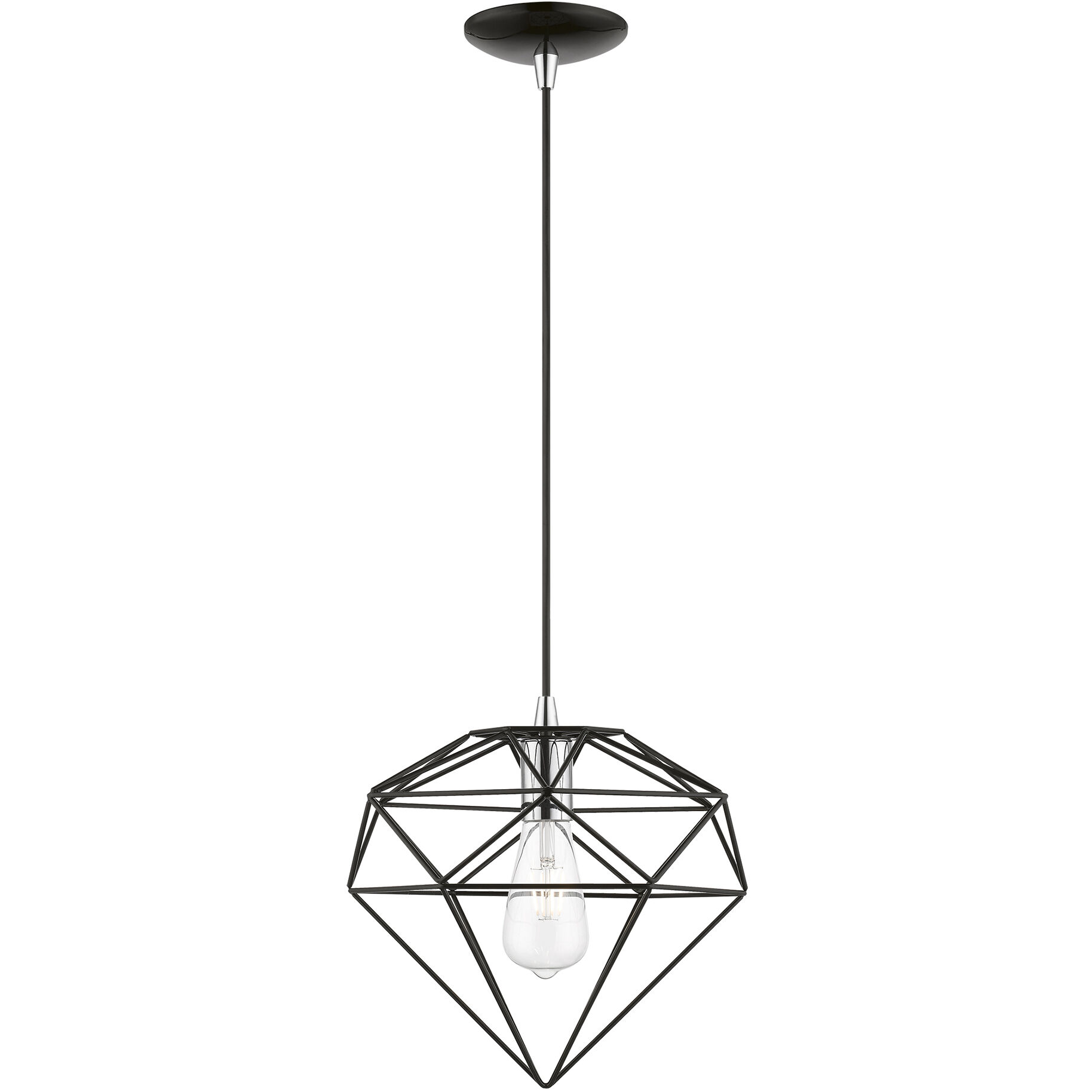 Knox 1 Light 11 inch Shiny Black with Polished Chrome Accents Pendant Ceiling Light