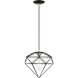 Knox 1 Light 11 inch Shiny Black with Polished Chrome Accents Pendant Ceiling Light