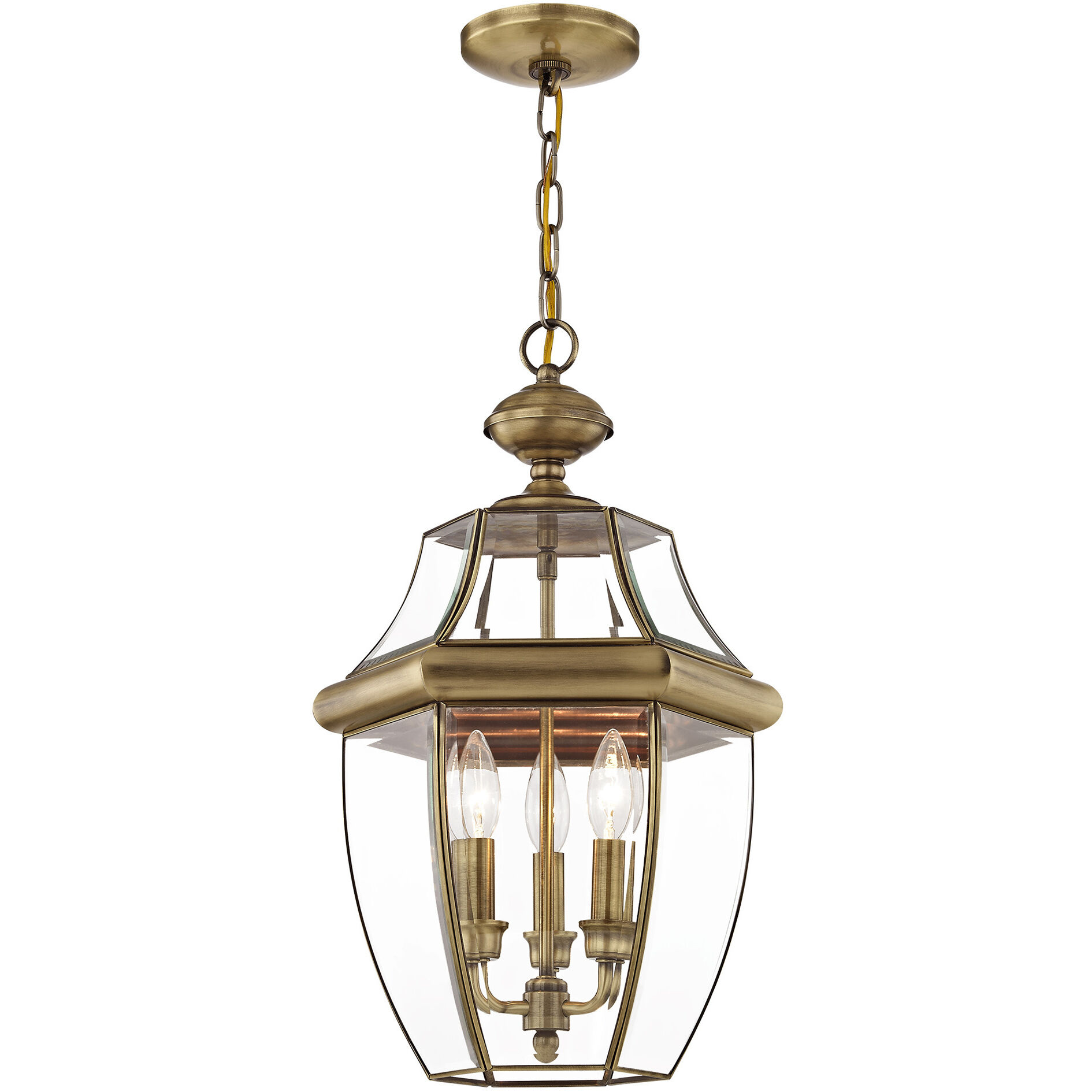 Monterey 3 Light 13 inch Antique Brass Outdoor Pendant Lantern