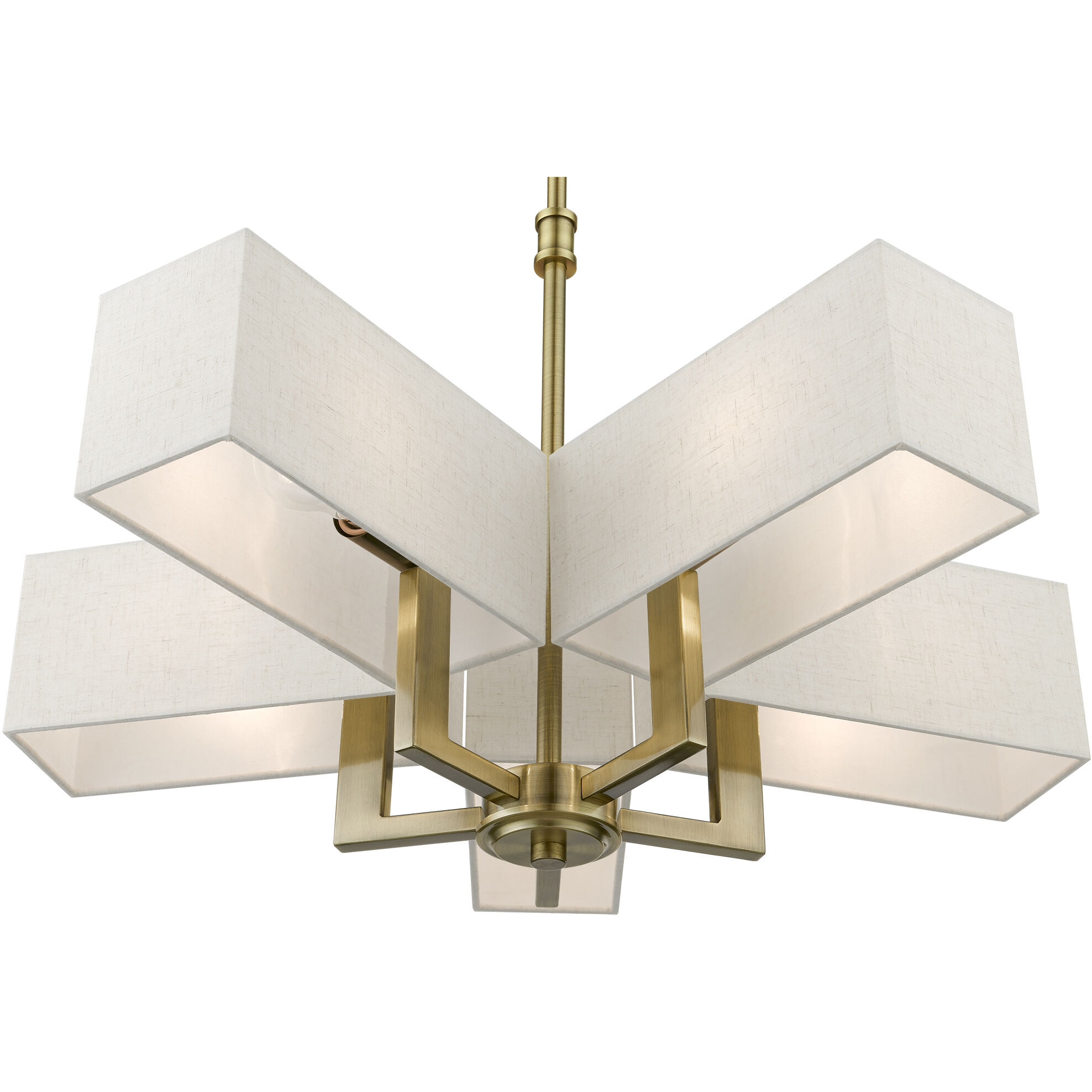 Rubix 5 Light 26 inch Antique Brass Chandelier Ceiling Light