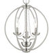 Arabella 3 Light 12 inch Brushed Nickel Convertible Mini Chandelier/ Semi-Flush Ceiling Light, Globe