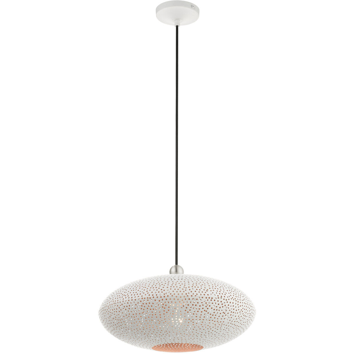 Dublin 1 Light 16 inch White with Brushed Nickel Accents Pendant Ceiling Light