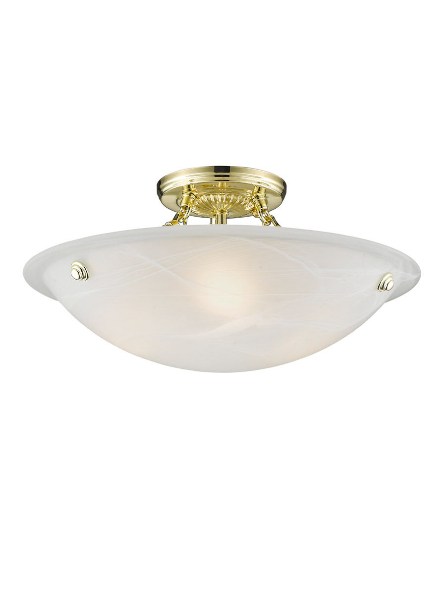 Oasis 3 Light 16 inch Polished Brass Semi-Flush Mount Ceiling Light