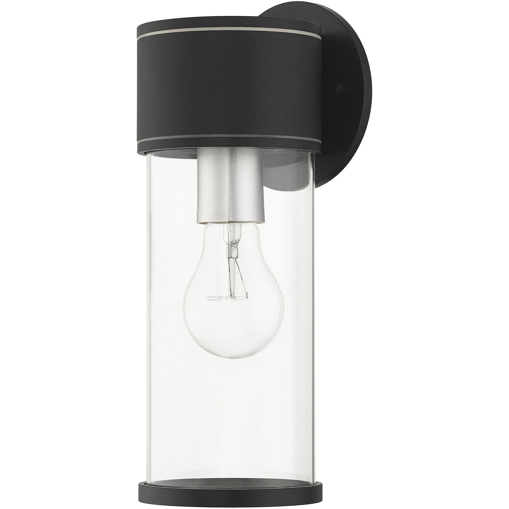 Atlantic 1 Light 4.5 inch Textured Black with Antique Silver Finish Accents Outdoor Medium Wall Lantern Wall Light