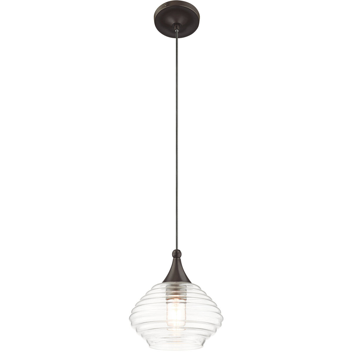 Art Glass 1 Light 8 inch English Bronze Mini Pendant Ceiling Light in Shiny Dark Gray