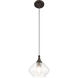 Art Glass 1 Light 8 inch English Bronze Mini Pendant Ceiling Light in Shiny Dark Gray