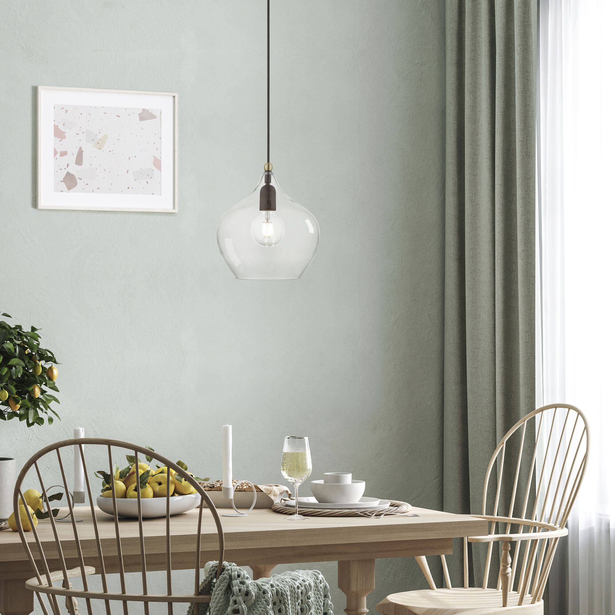 Aldrich 1 Light 10 inch Bronze with Antique Brass Accent Pendant Ceiling Light