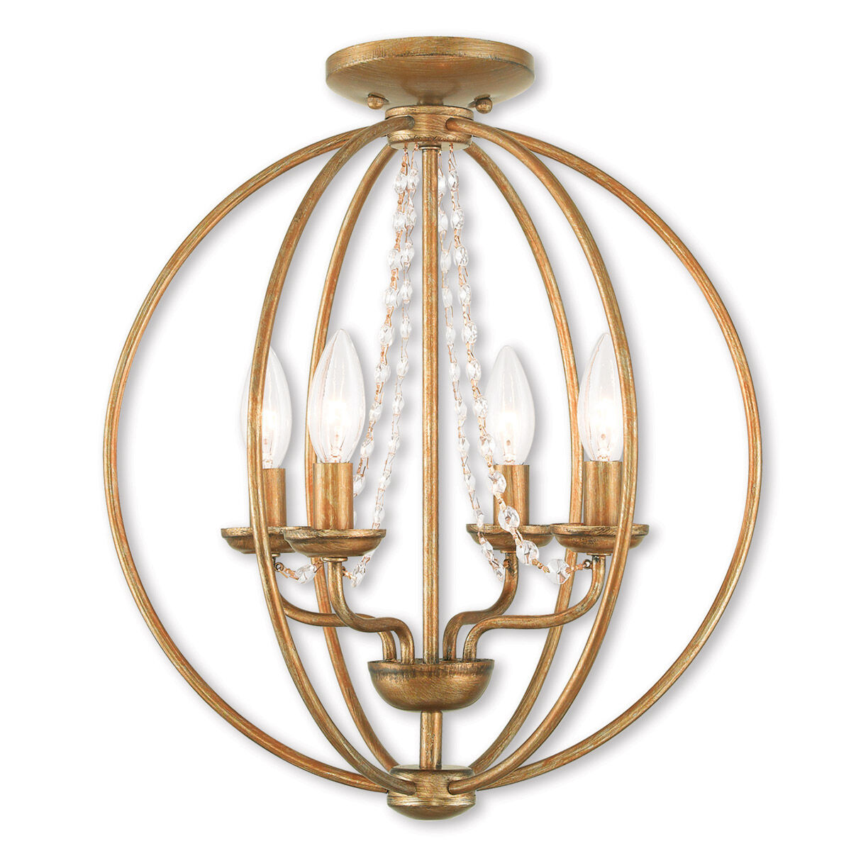 Arabella 4 Light 15 inch Antique Gold Leaf Convertible Mini Chandelier/Ceiling Mount Ceiling Light