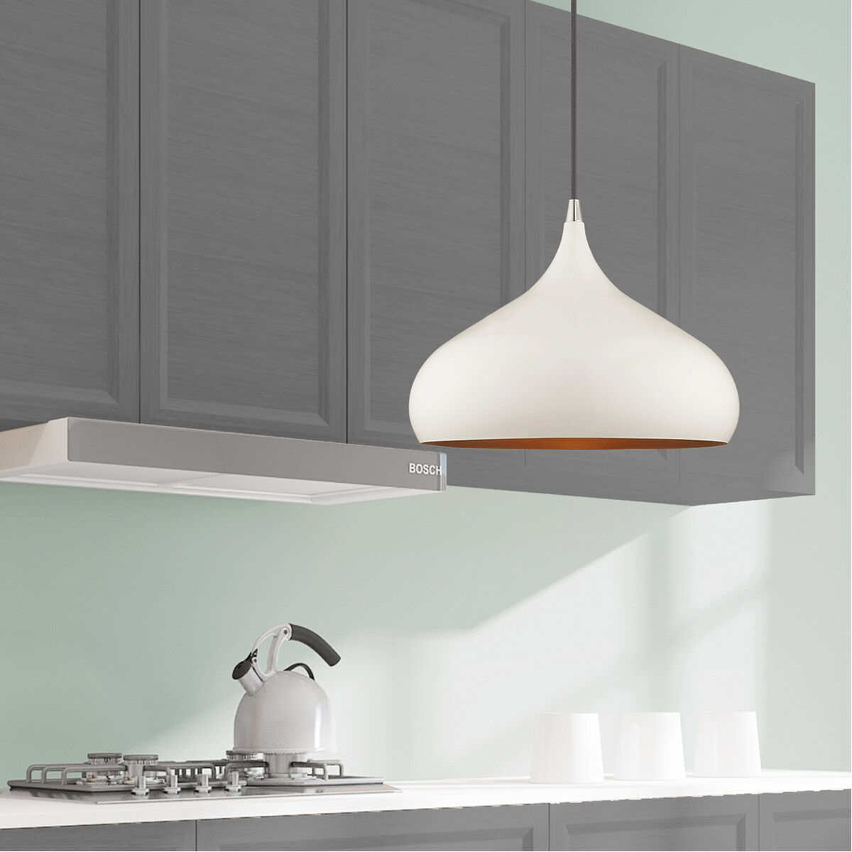 Allison 1 Light 13.75 inch Shiny White Mini Pendant Ceiling Light