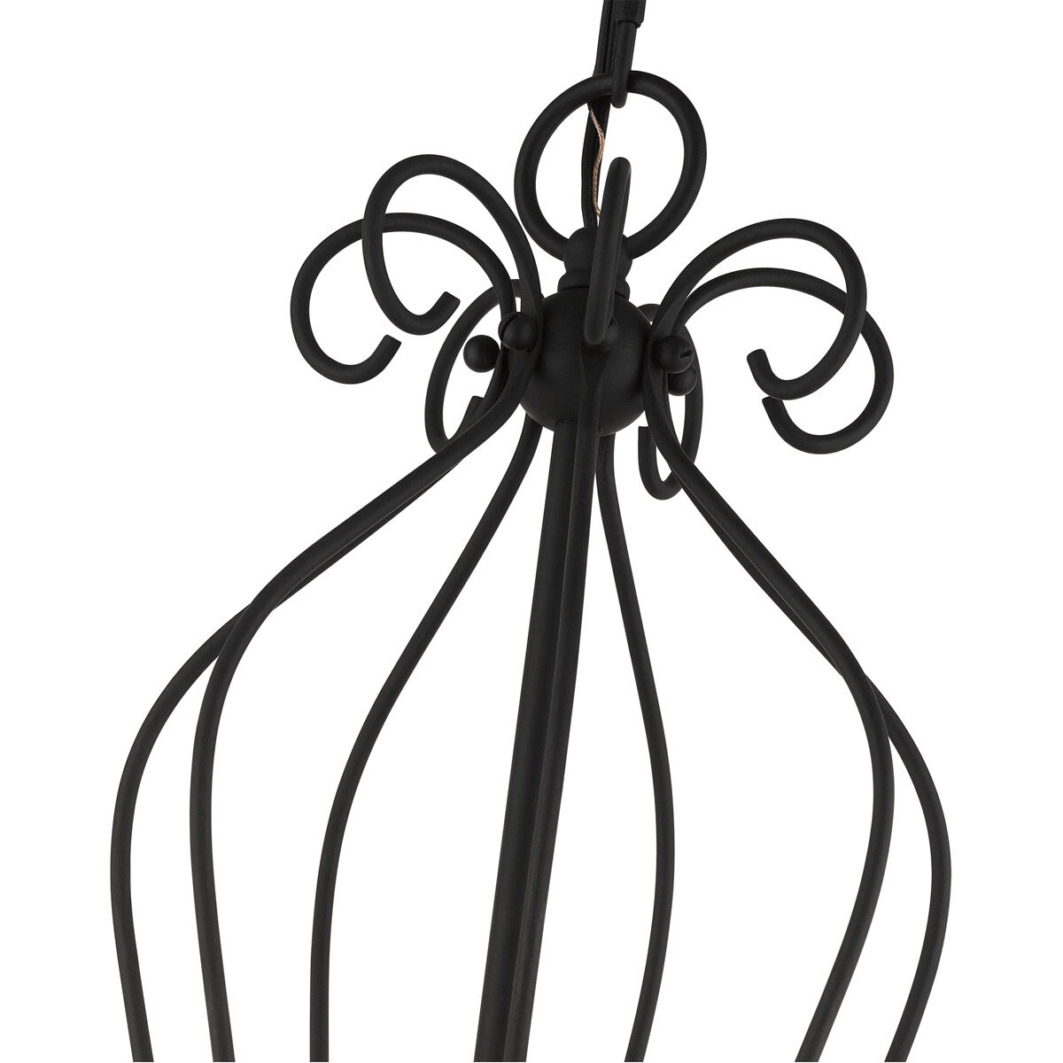 Katarina 7 Light 28 inch Black with Antique Brass Accents Chandelier Ceiling Light