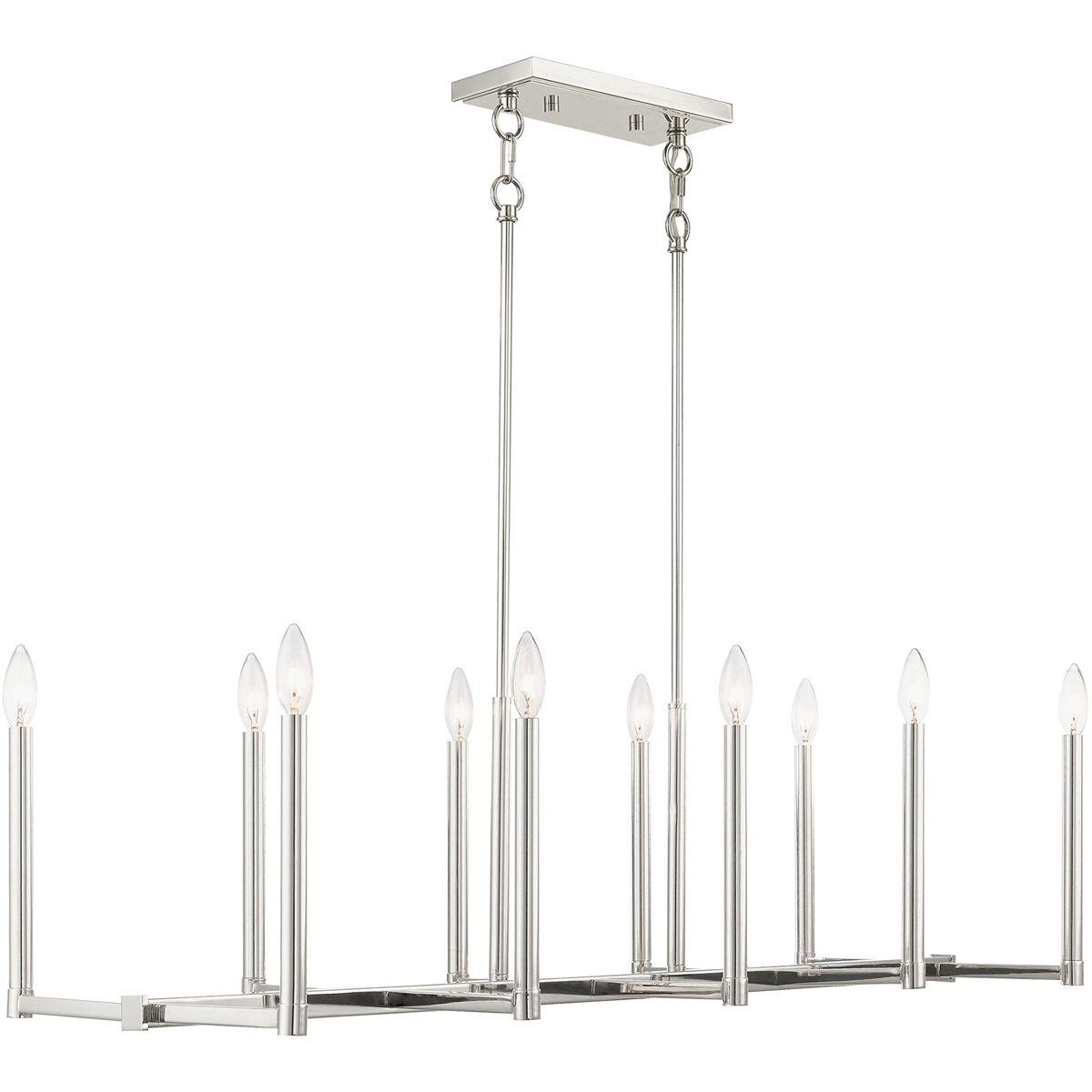 Alpine 10 Light 43 inch Polished Nickel Linear Chandelier Ceiling Light