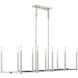 Alpine 10 Light 43 inch Polished Nickel Linear Chandelier Ceiling Light