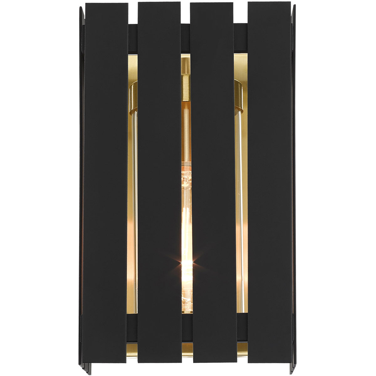 Greenwich 1 Light 10 inch Black with Satin Brass Accents Outdoor Wall Lantern