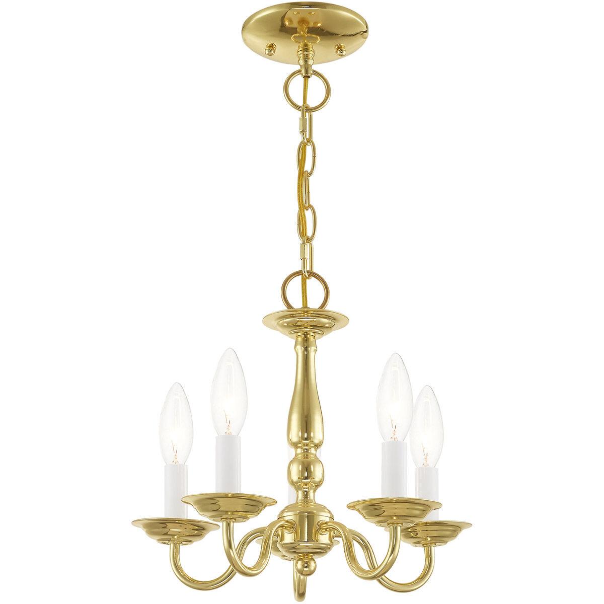 Williamsburgh 5 Light 13 inch Polished Brass Convertible Mini Chandelier/Ceiling Mount Ceiling Light