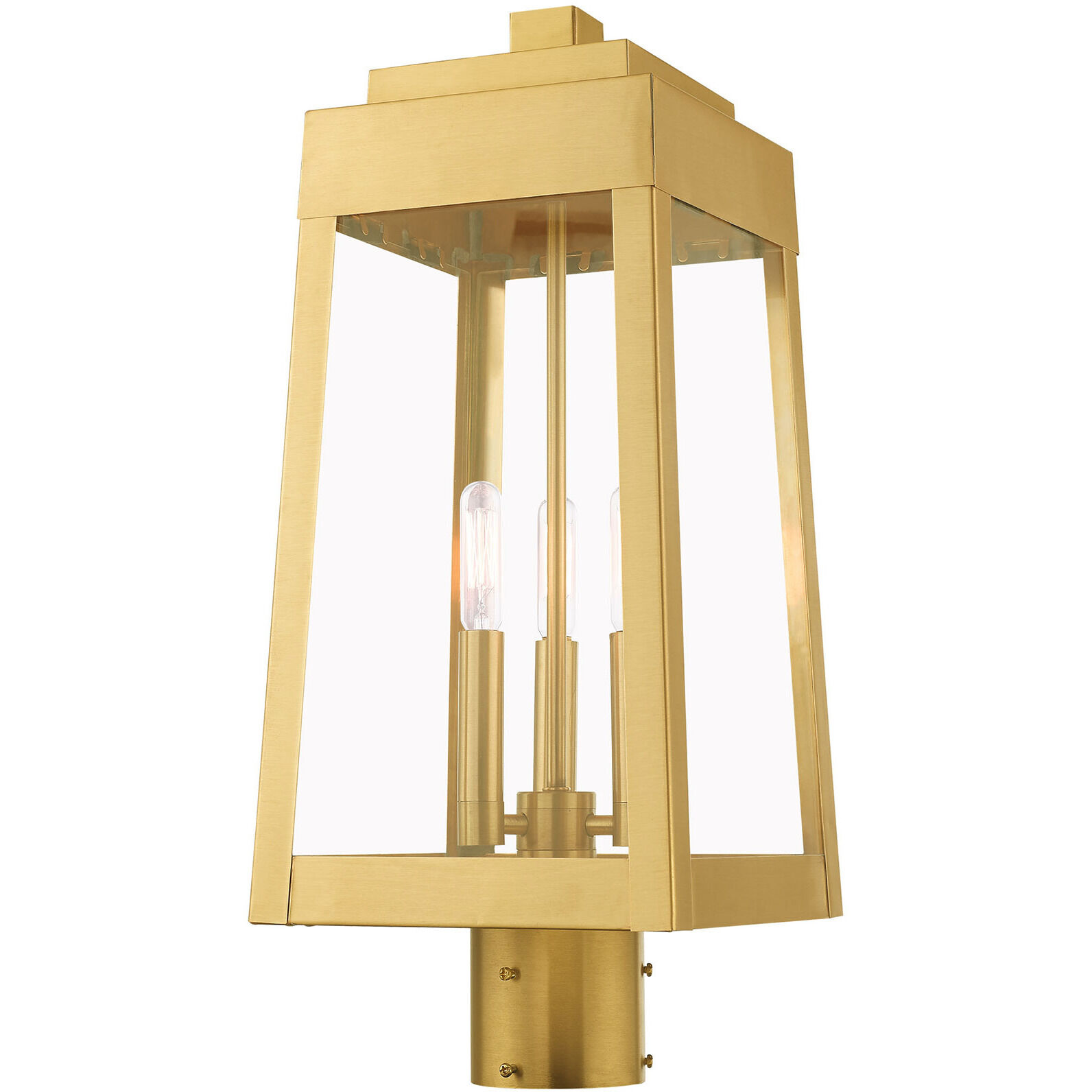 Oslo 3 Light 20 inch Satin Brass Outdoor Post Top Lantern
