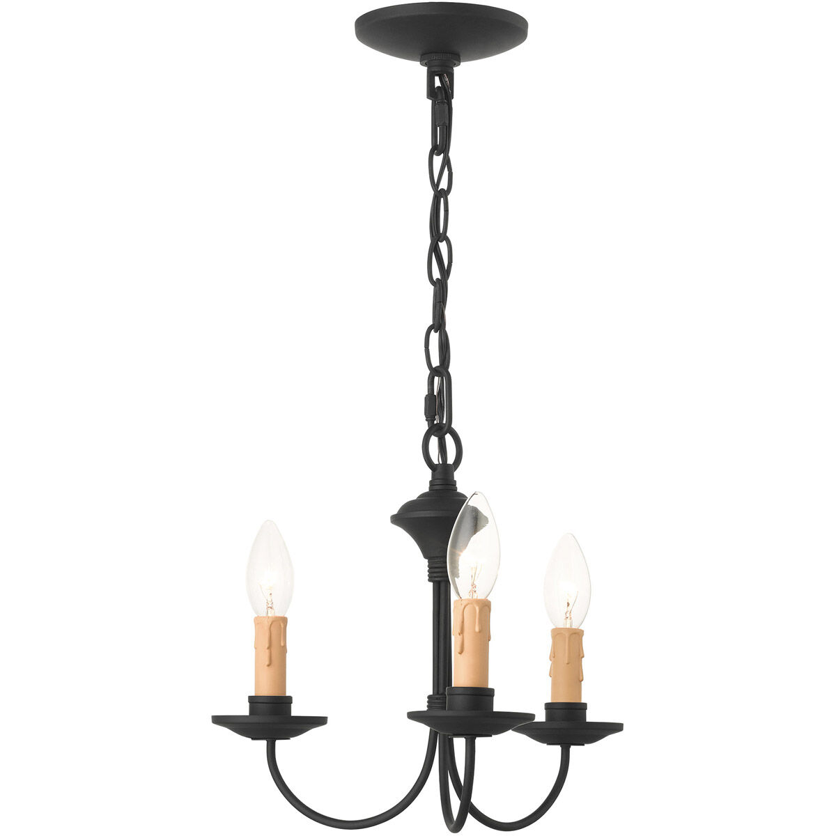 Heritage 3 Light 13 inch Black Mini Chandelier Ceiling Light