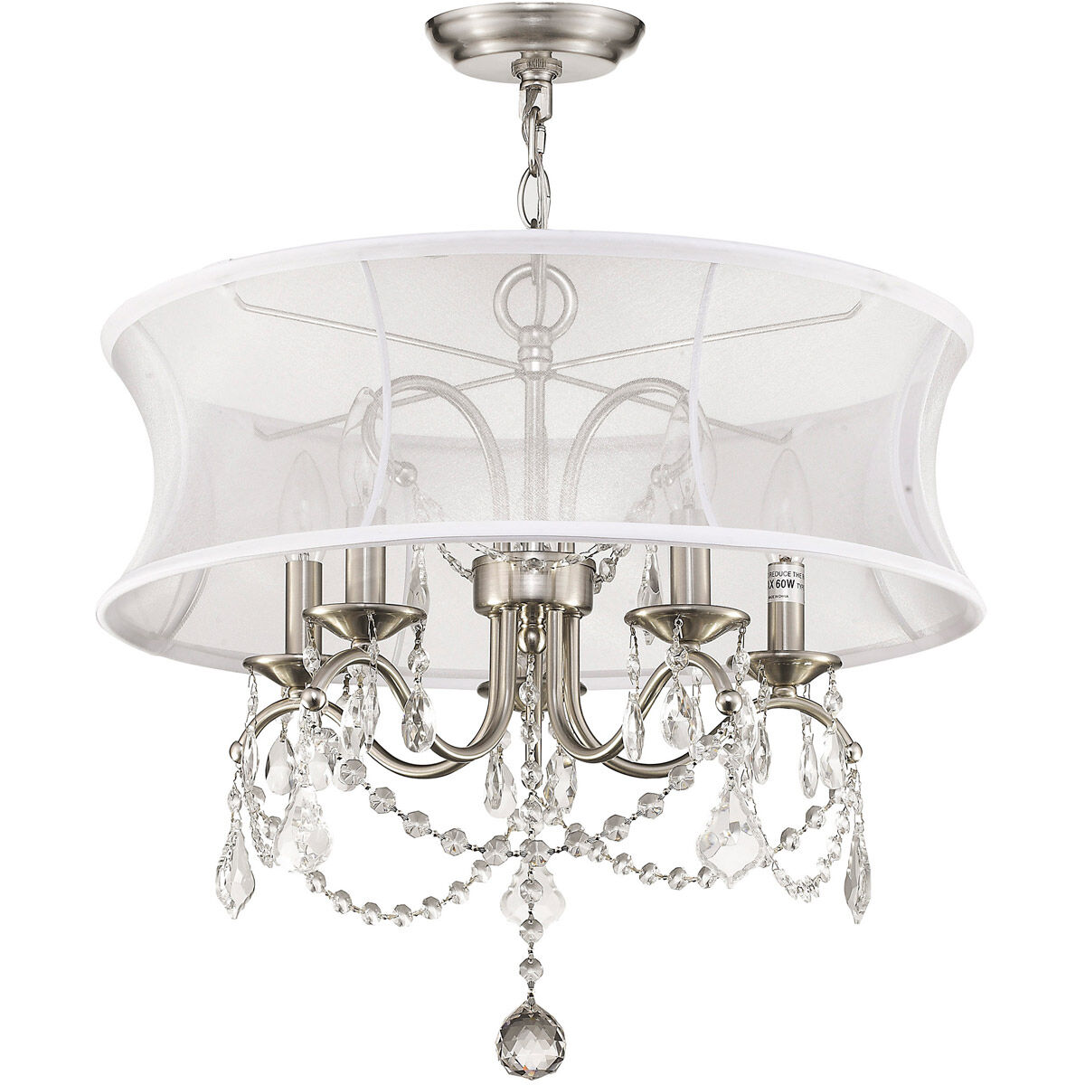 Newcastle 5 Light 20 inch Brushed Nickel Chandelier Ceiling Light