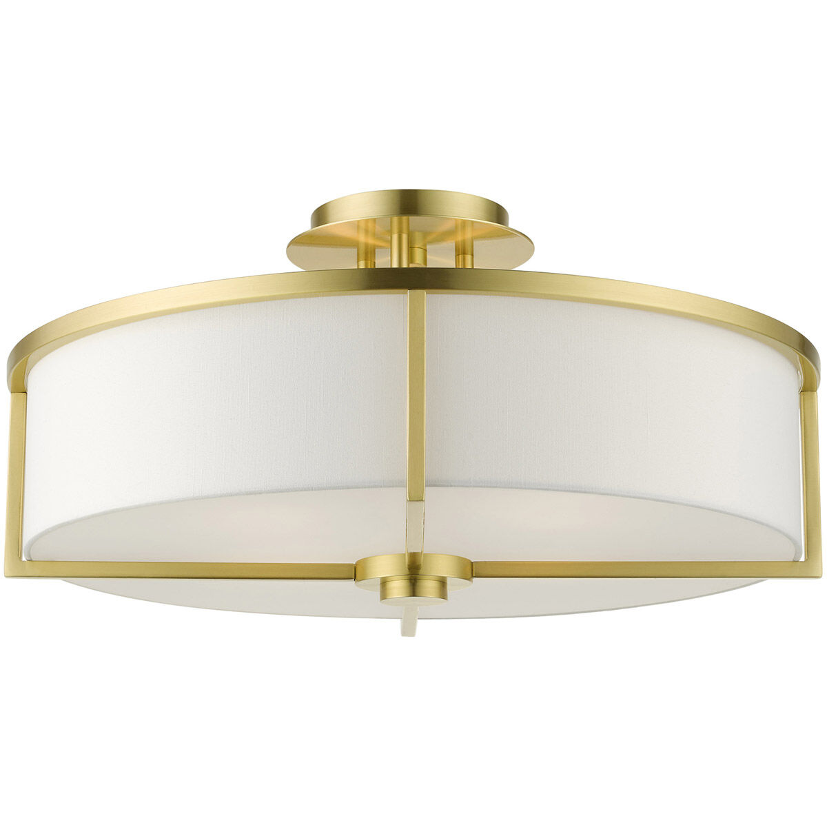 Wesley 4 Light 19 inch Satin Brass Semi Flush Ceiling Light