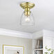 Montgomery 1 Light 5 inch Satin Brass Semi-Flush Ceiling Light, Petite